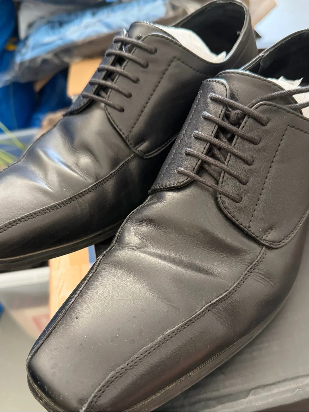 Perry Ellis Black Leather Lace-Up Oxfords